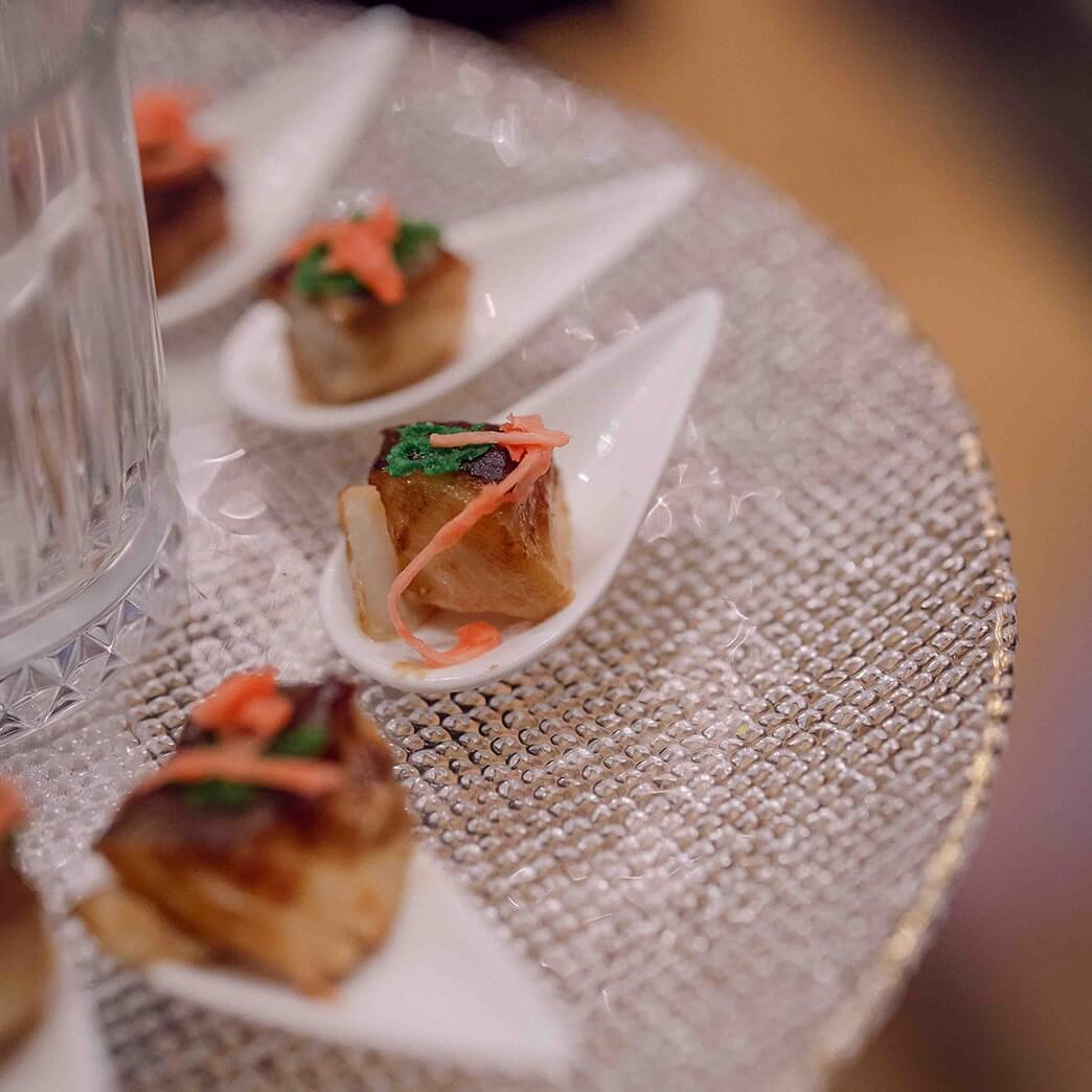 Wedding canapés served as part of an elegant UK wedding reception